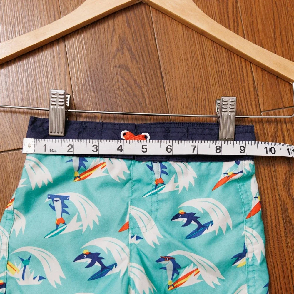 Cat & Jack Boys Teal Surfing Shark Swim Trunks Board Shorts 18M
